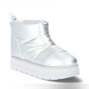 Portland Boot Company Women's Metallic Puffer Cozy Booties-Sliver